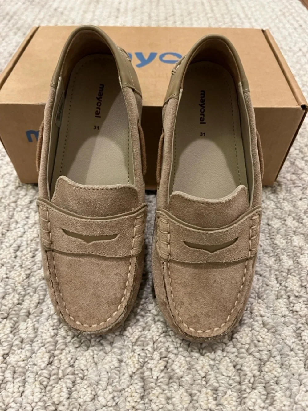 Mayoral Boys Suede Loafers Moccasins Beige EU 31 US 13